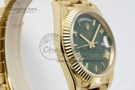 MiroTime 1229 Day Date 40 228238 YG JDF 1:1 Best Edition Green Dial on YG Bracelet VR EyeCatching 2245